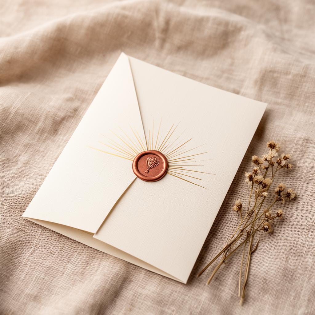 Keten davetiye flat lay